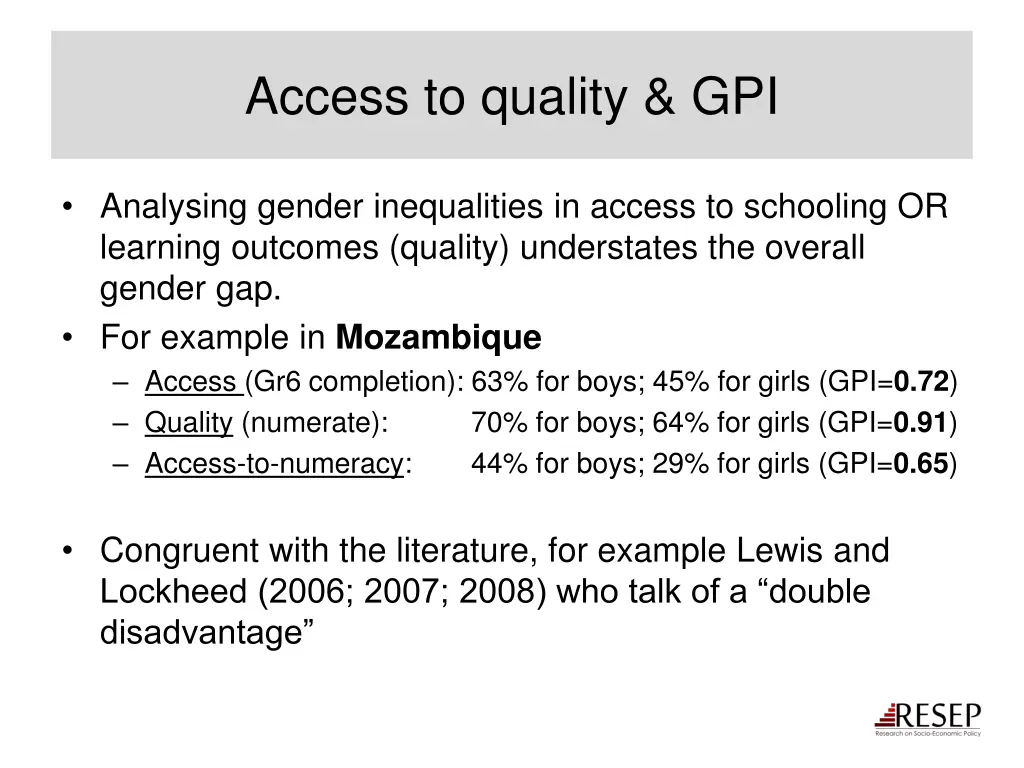 access to quality gpi