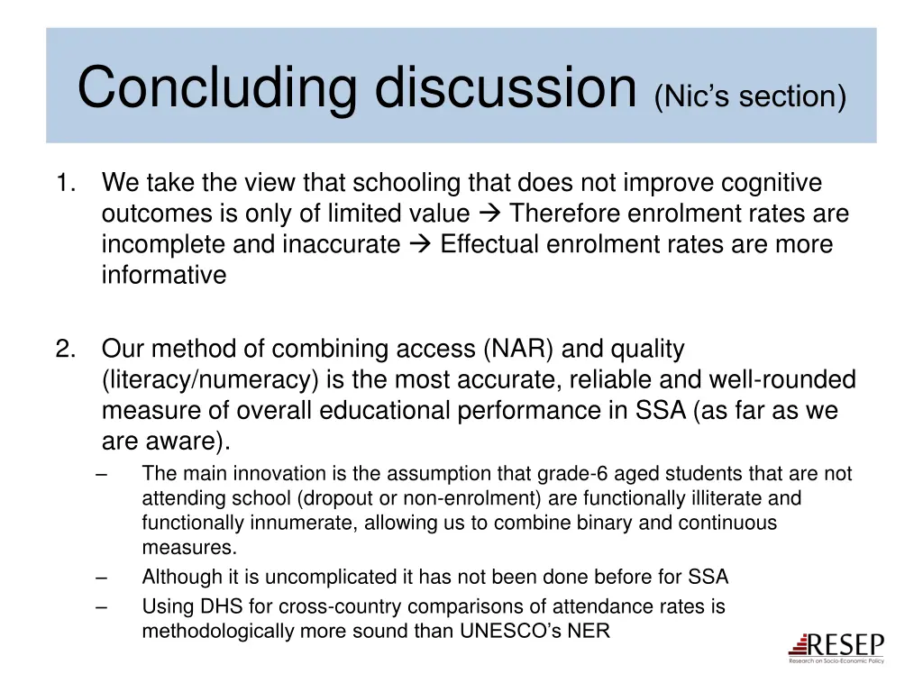 concluding discussion nic s section