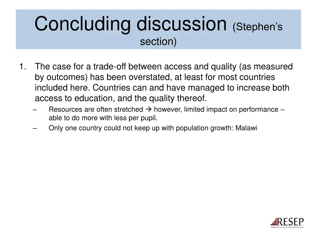 concluding discussion stephen s section