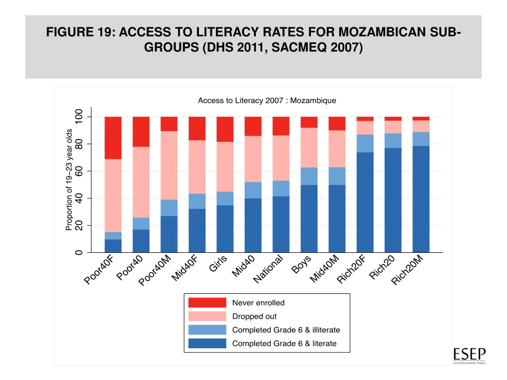 figure 19 access to literacy rates for mozambican