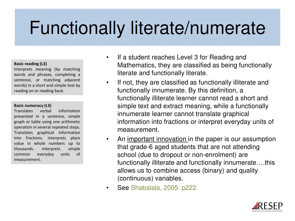 functionally literate numerate
