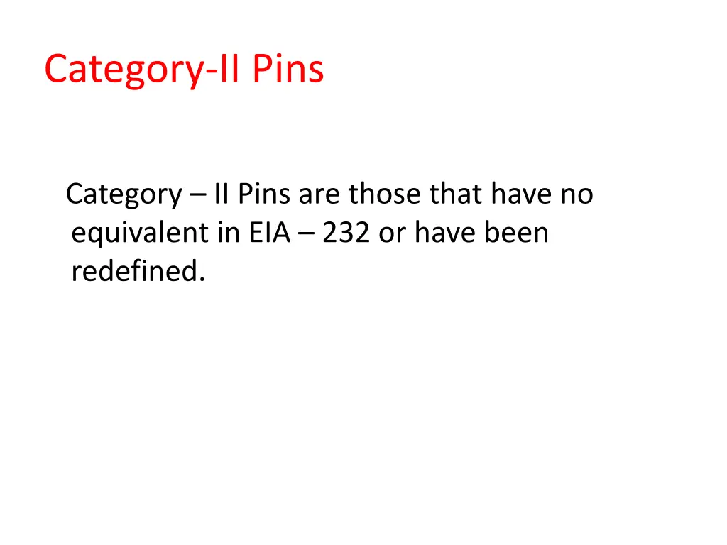 category ii pins