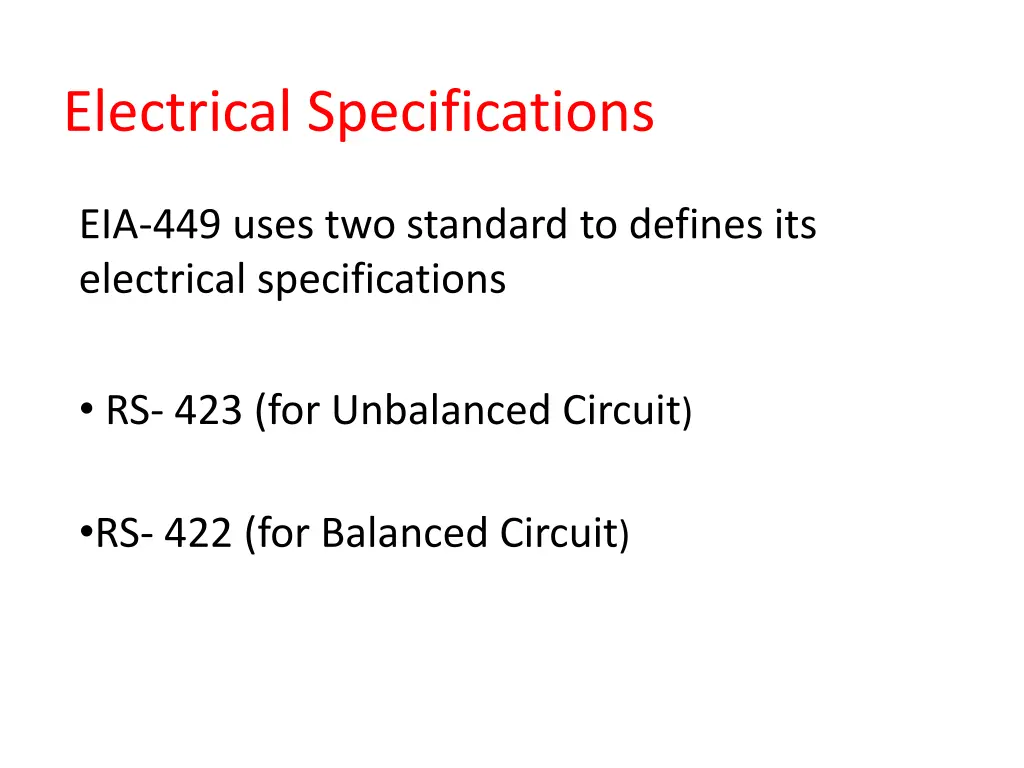 electrical specifications