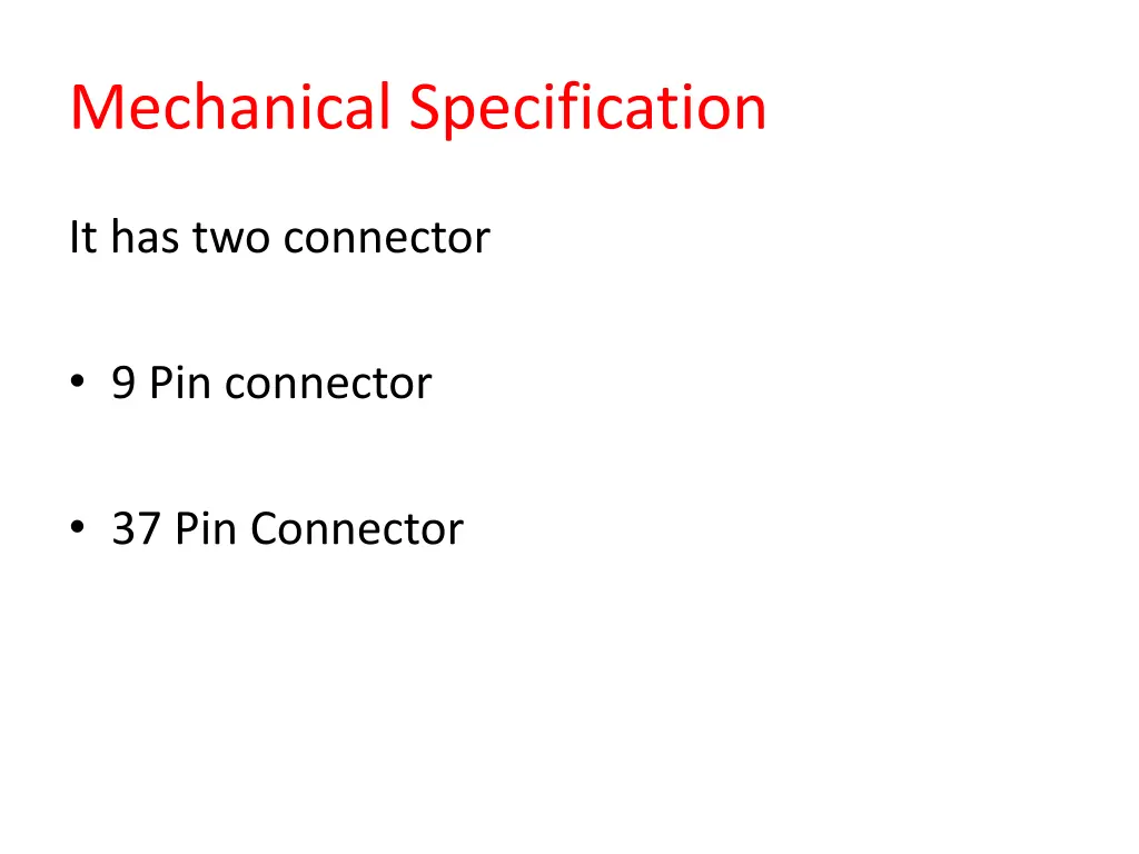 mechanical specification