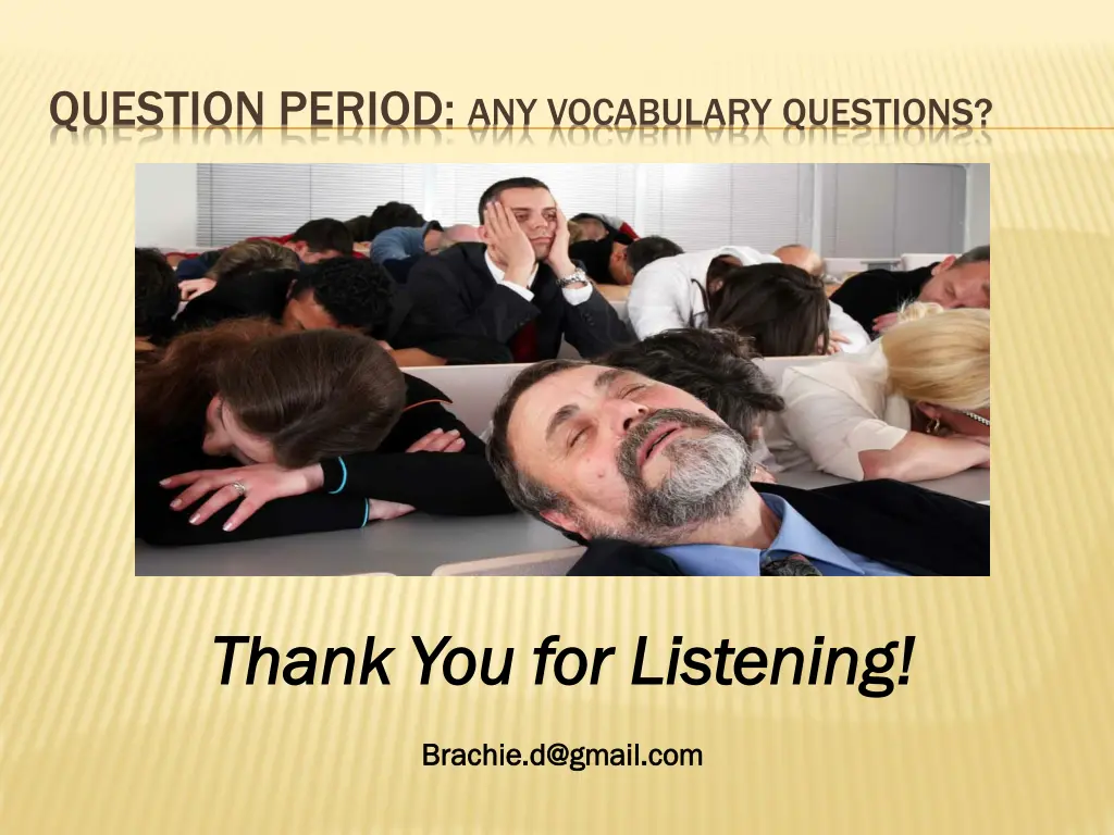 question period any vocabulary questions