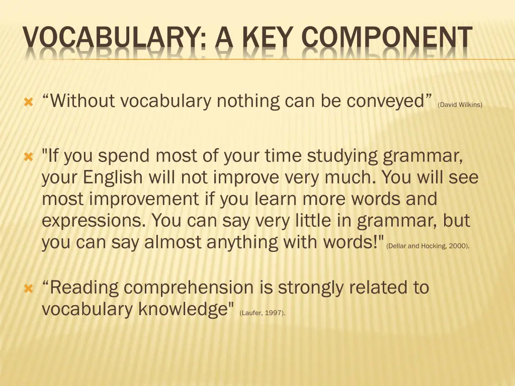 vocabulary a key component