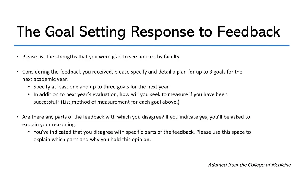 the goal setting response to feedback