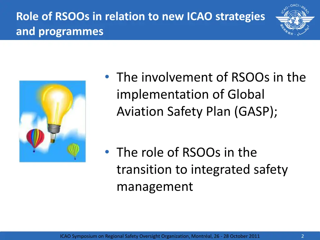 role of rsoos in relation to new icao strategies