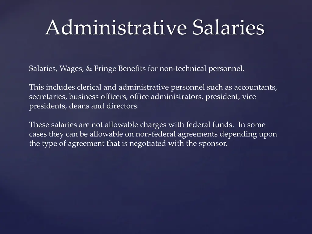 administrative salaries