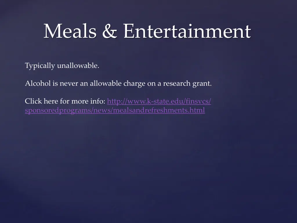 meals entertainment