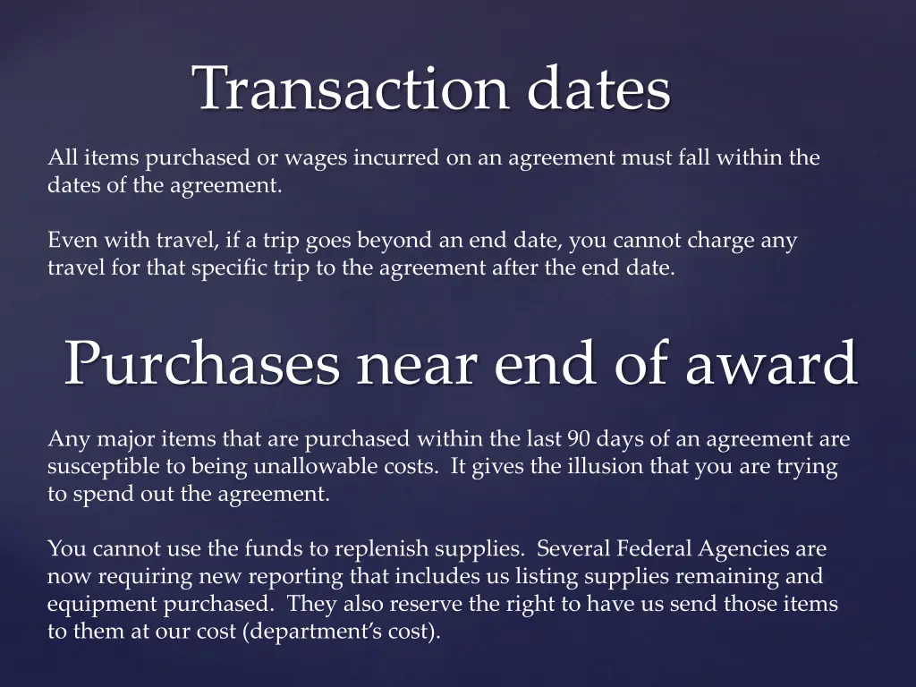 transaction dates