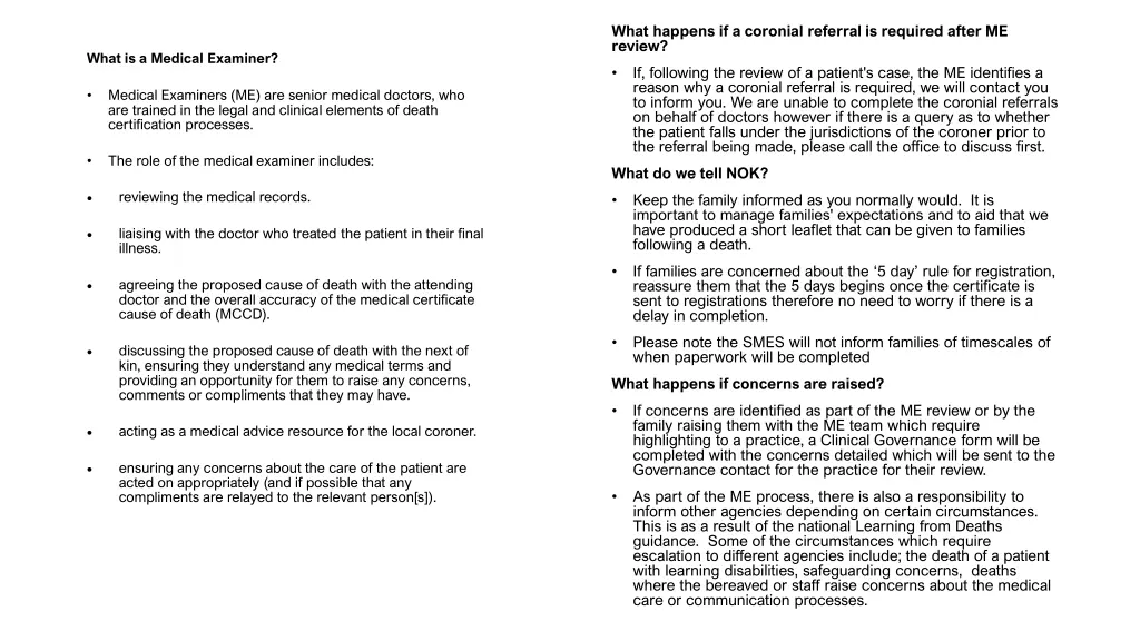 what happens if a coronial referral is required