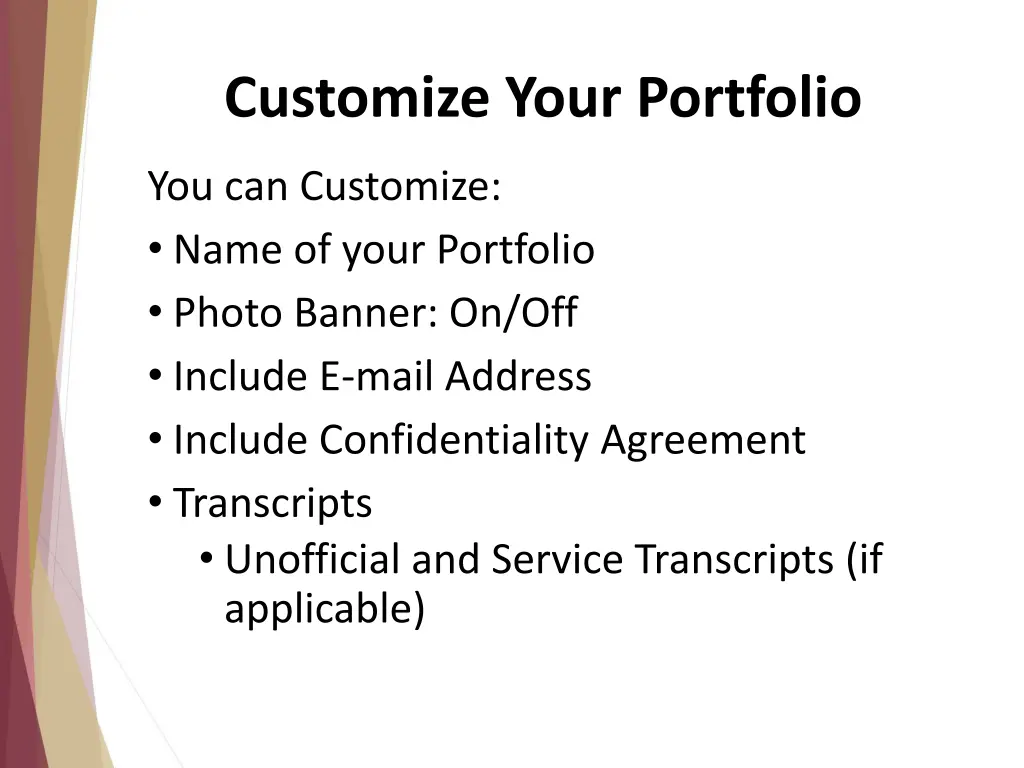 customize your portfolio