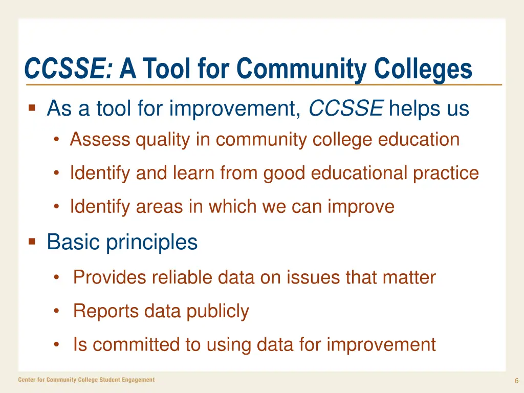 ccsse a tool for community colleges