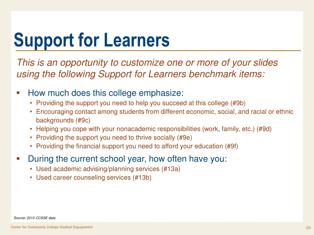support for learners