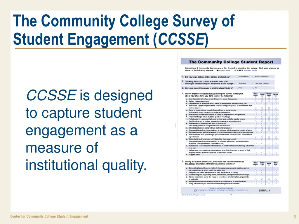 the community college survey of student