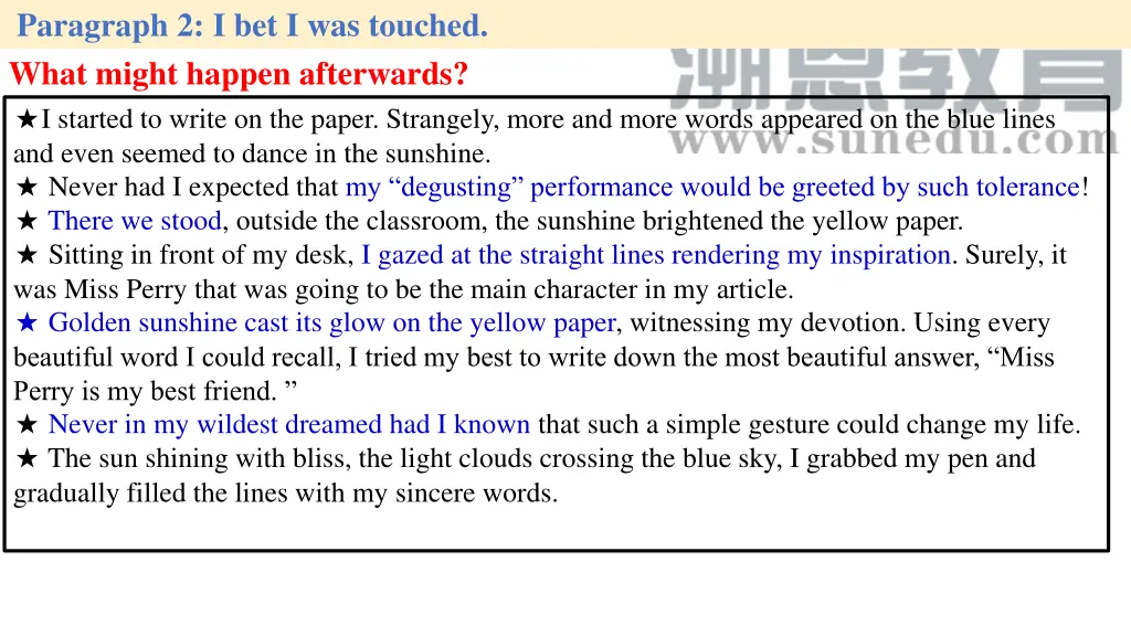 paragraph 2 i bet i was touched what might happen