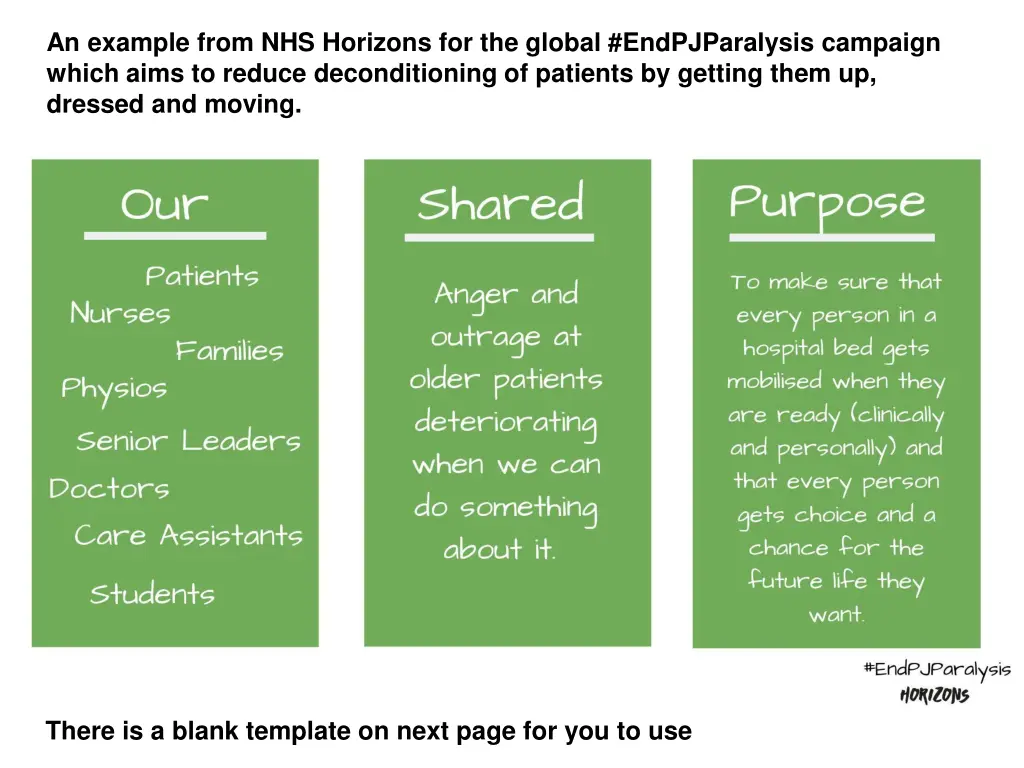 an example from nhs horizons for the global
