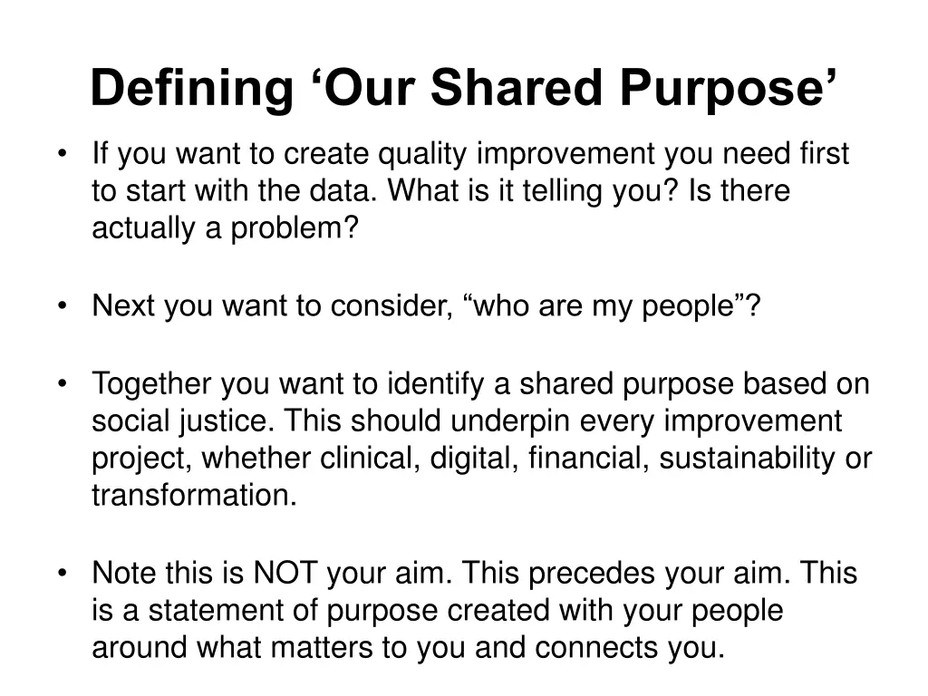 defining our shared purpose