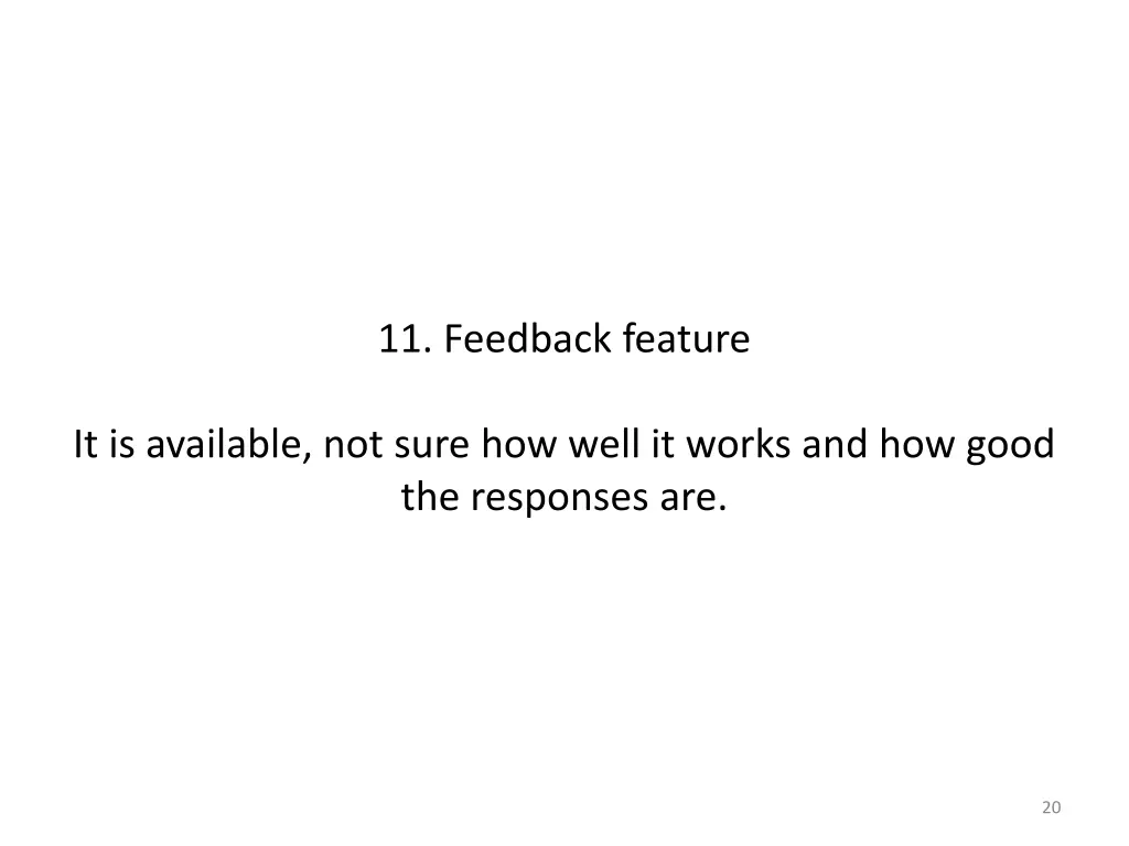 11 feedback feature