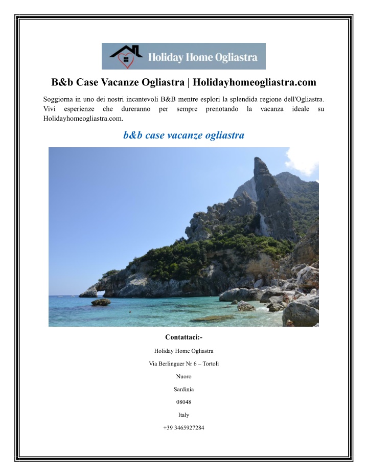 b b case vacanze ogliastra holidayhomeogliastra