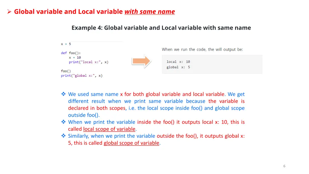 global variable and local variable with same name