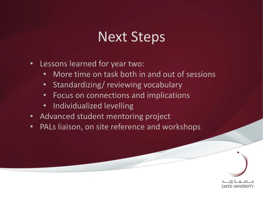 next steps