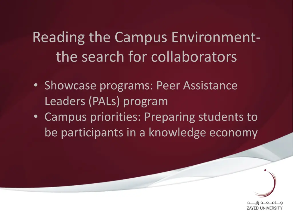 reading the campus environment the search