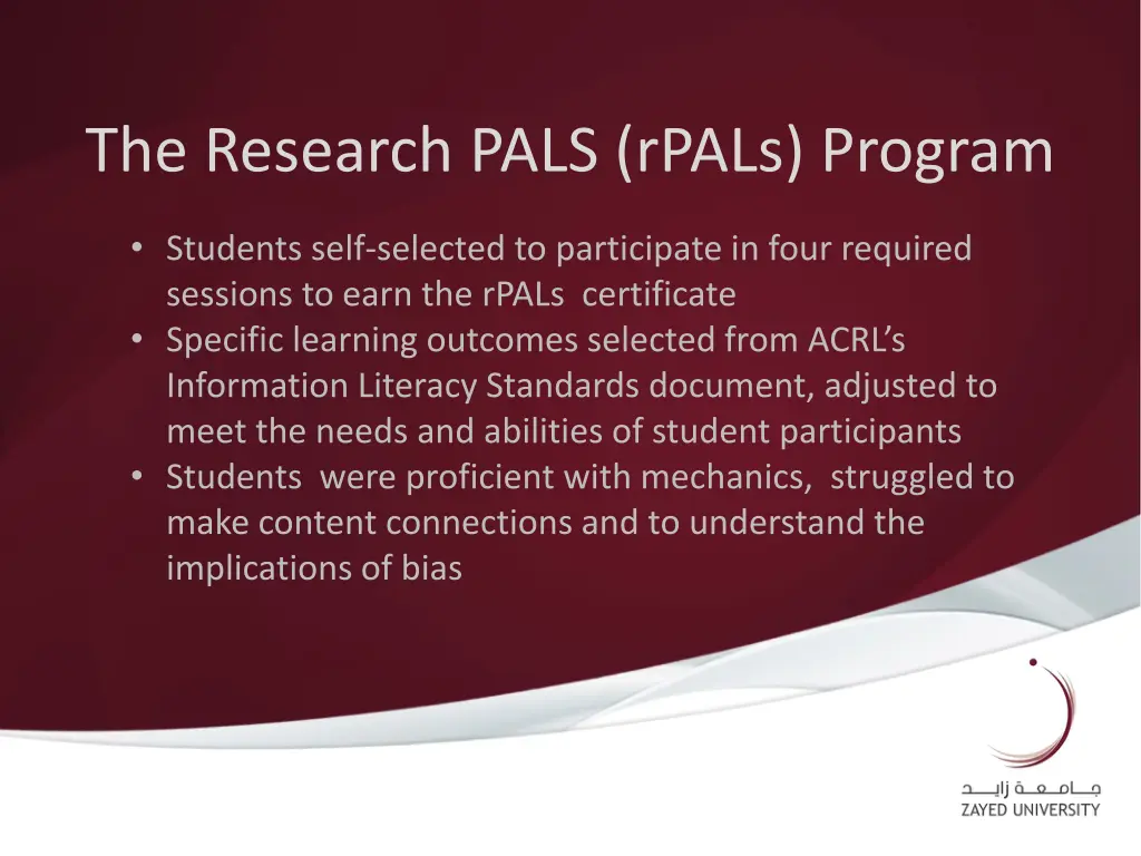 the research pals rpals program