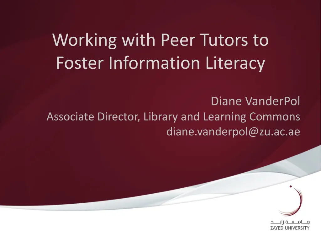 working with peer tutors to foster information