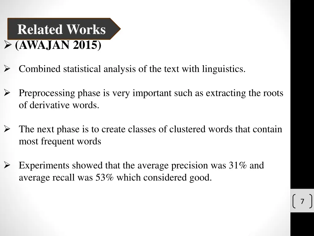 related works awajan 2015