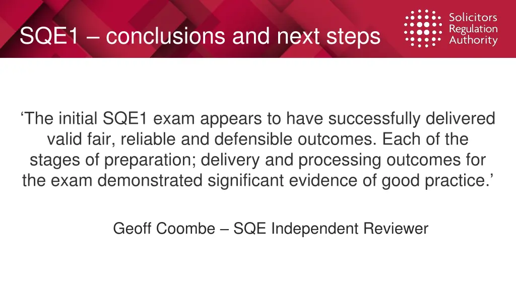sqe1 conclusions and next steps