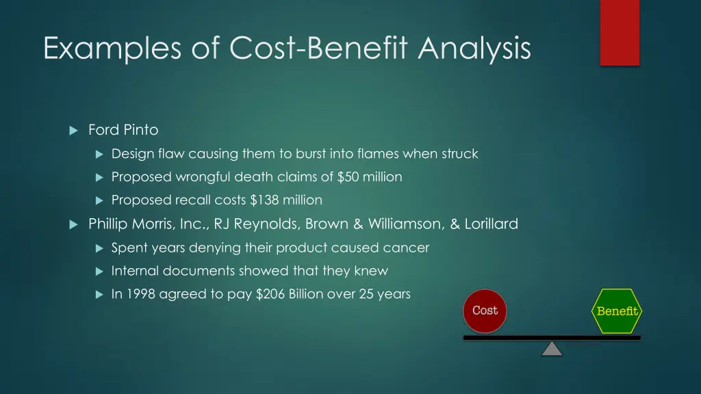 examples of cost benefit analysis