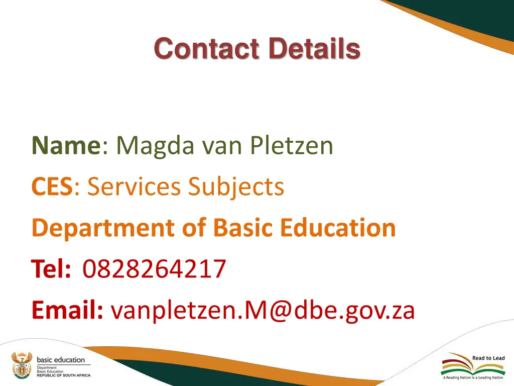 contact details