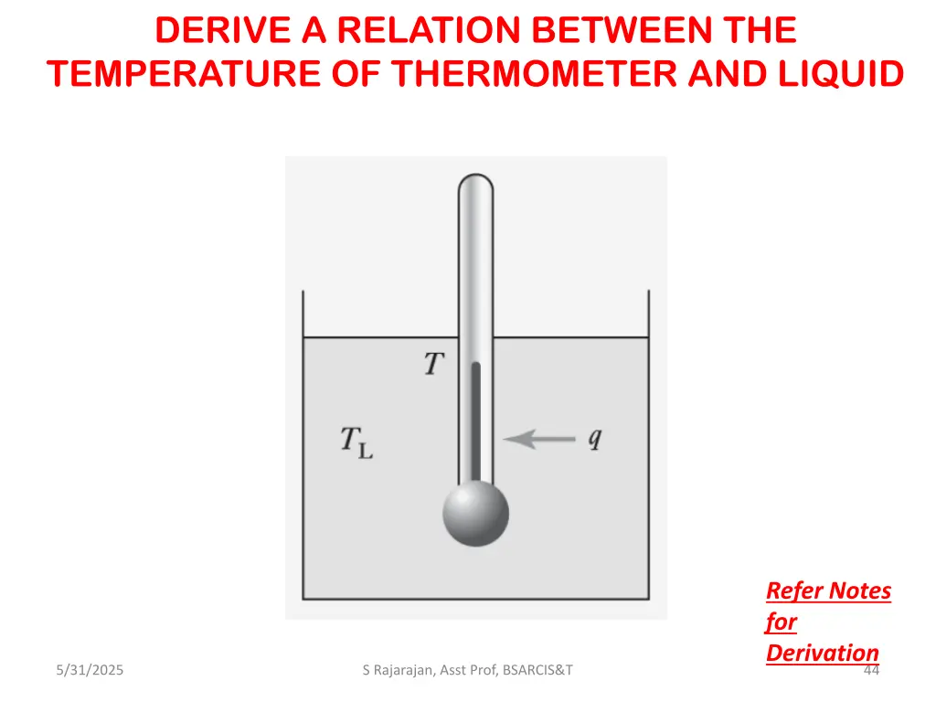 derive a relation between the temperature