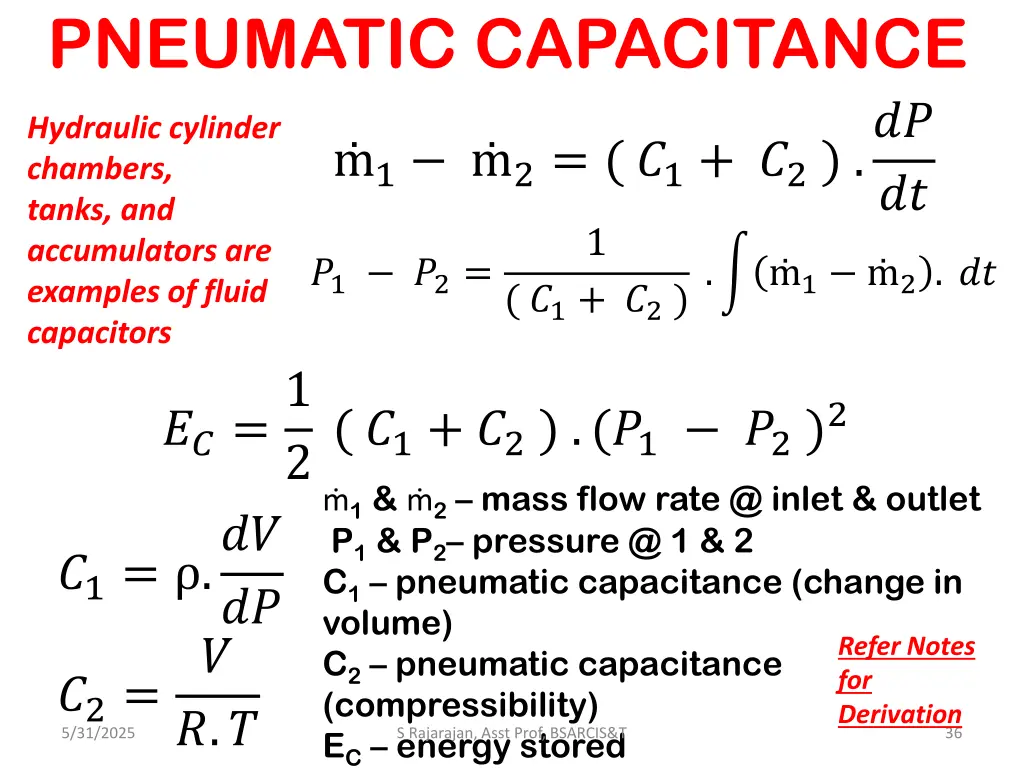 pneumatic capacitance 1 2 1 2 chambers tanks