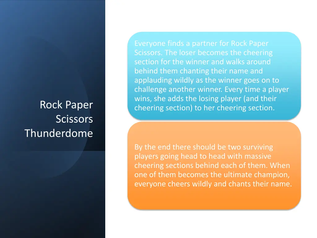 everyone finds a partner for rock paper scissors