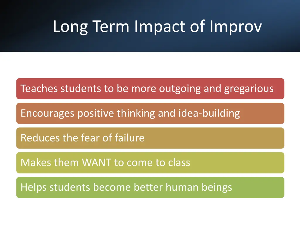 long term impact of improv