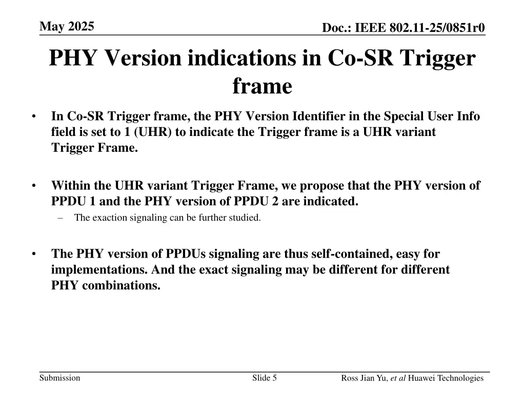 may 2025 phy version indications in co sr trigger
