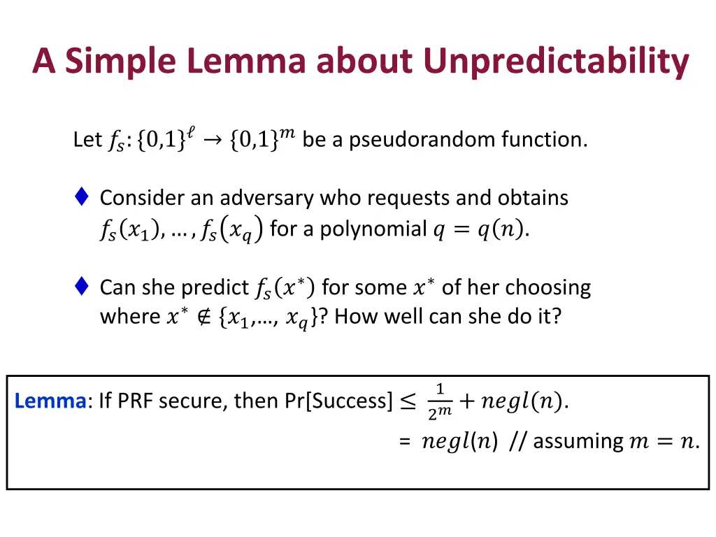 a simple lemma about unpredictability