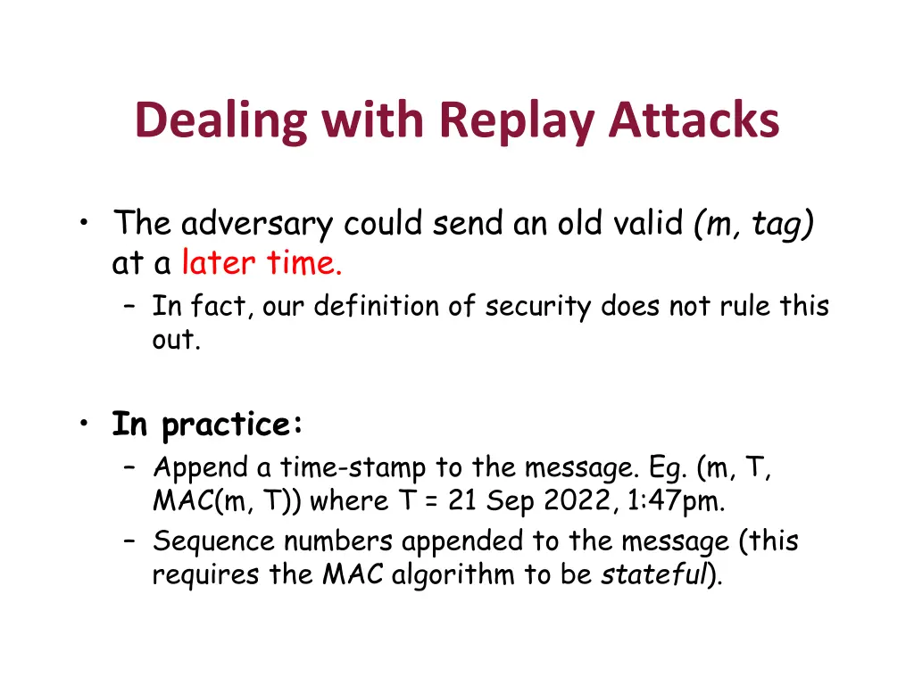 dealing with replay attacks
