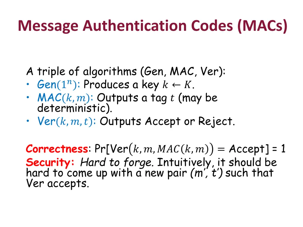 message authentication codes macs