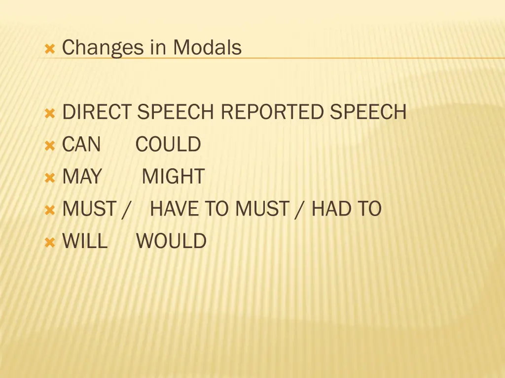 changes in modals