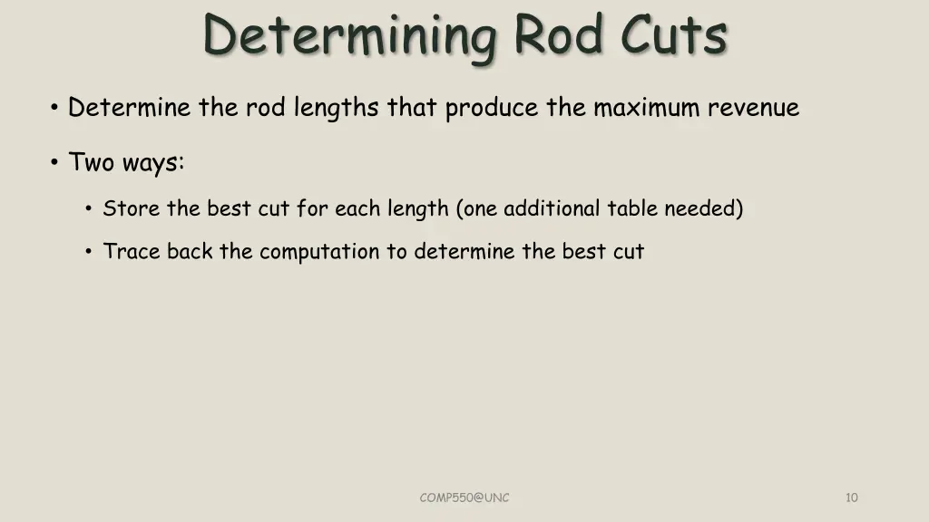 determining rod cuts