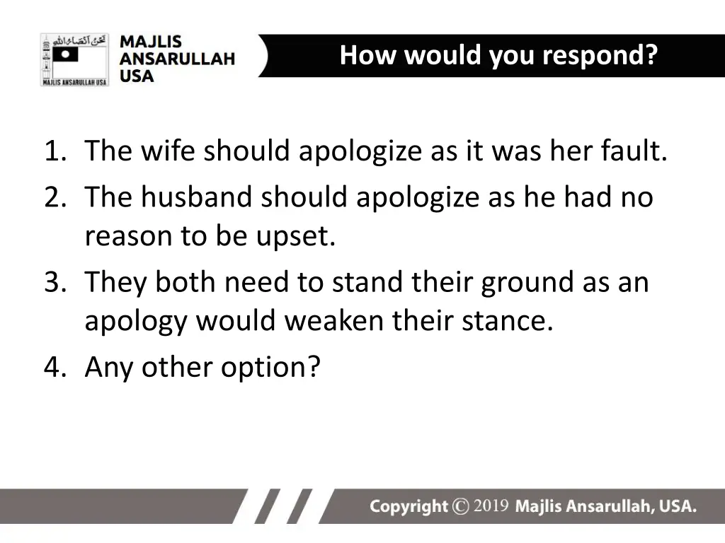 how would you respond 1
