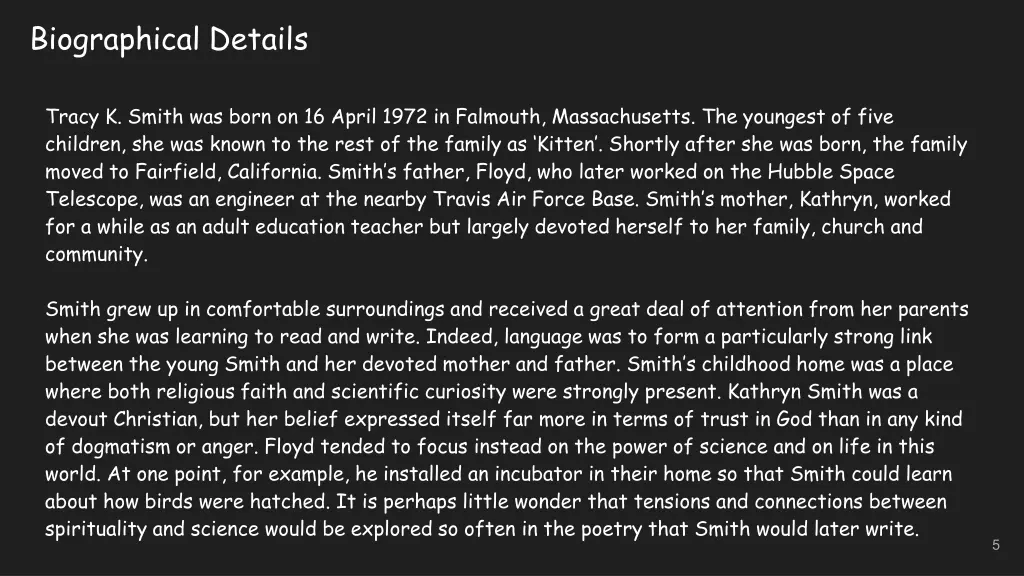 biographical details