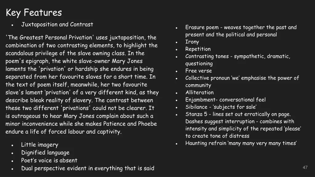 key features juxtaposition and contrast