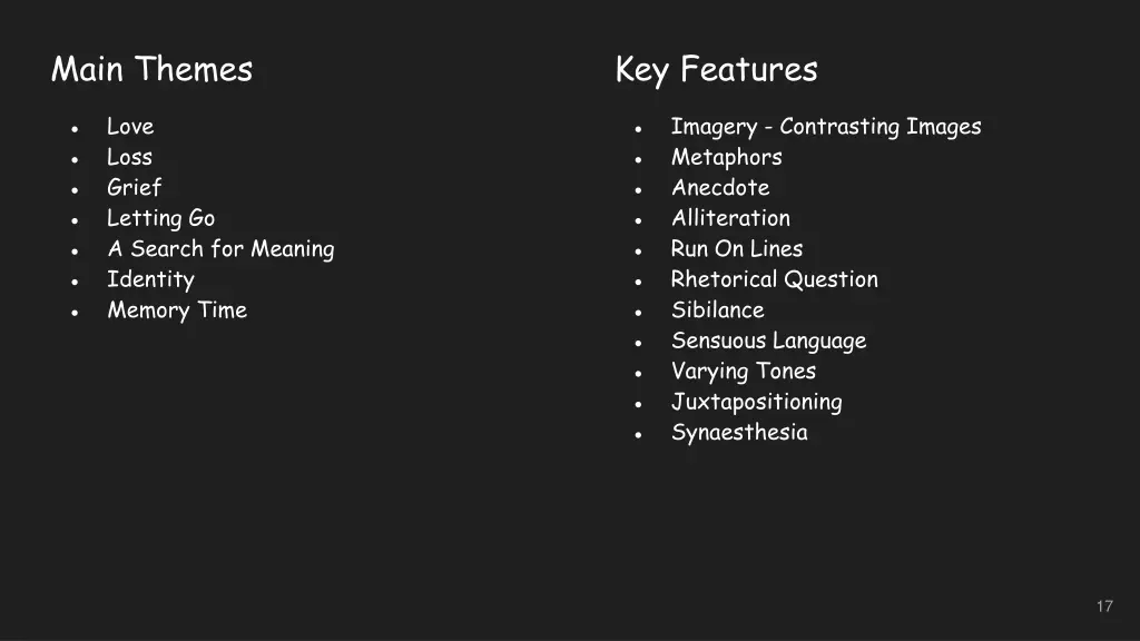 main themes