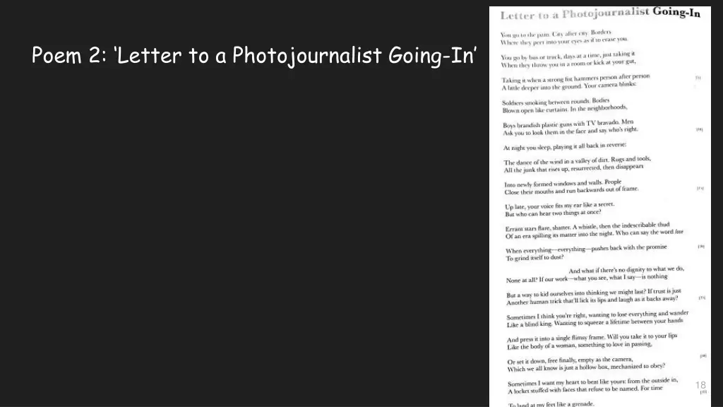 poem 2 letter to a photojournalist going in