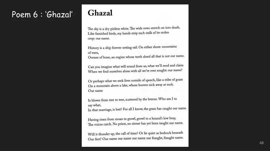 poem 6 ghazal